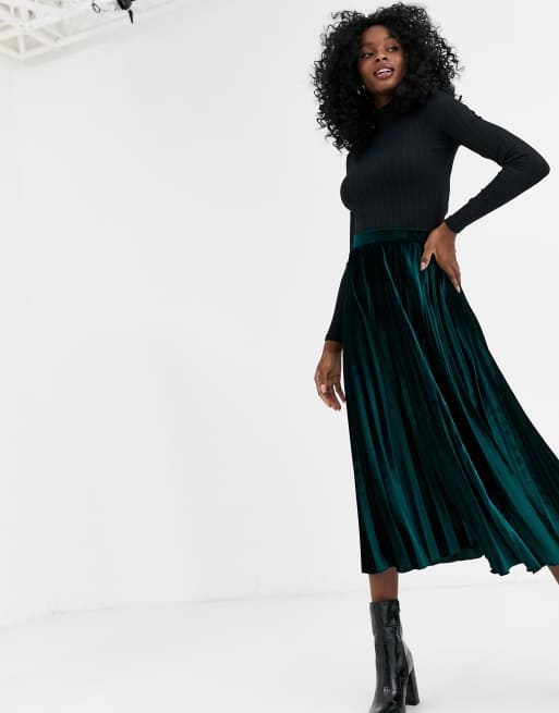 ASOS DESIGN pleated midi skirt in velvet