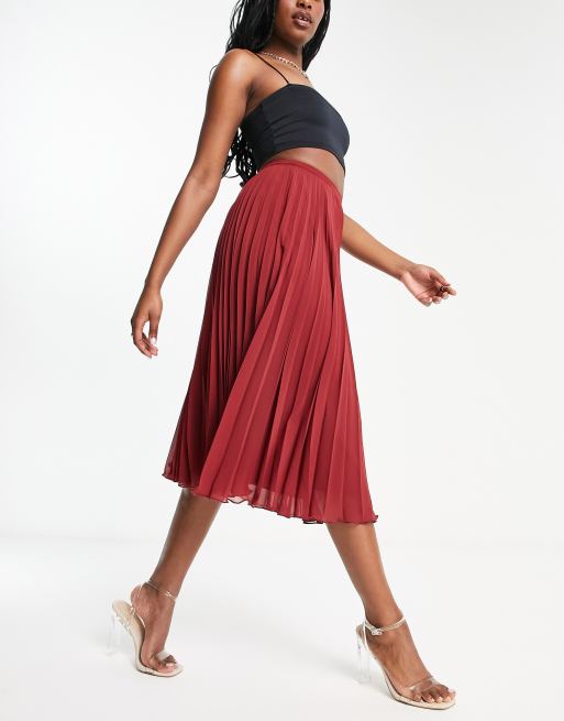 Asos burgundy outlet midi skirt