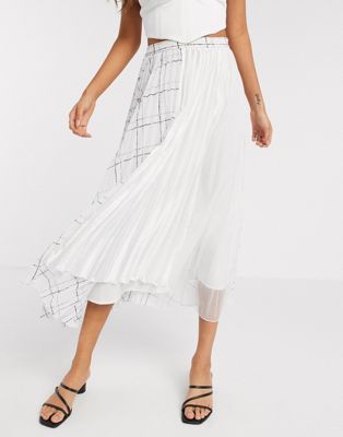 asos white pleated skirt