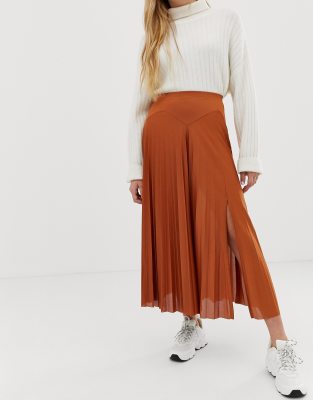 asos design pleated midi skirt