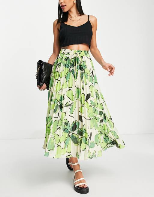 Asos pleated midi shop skirt in floral print