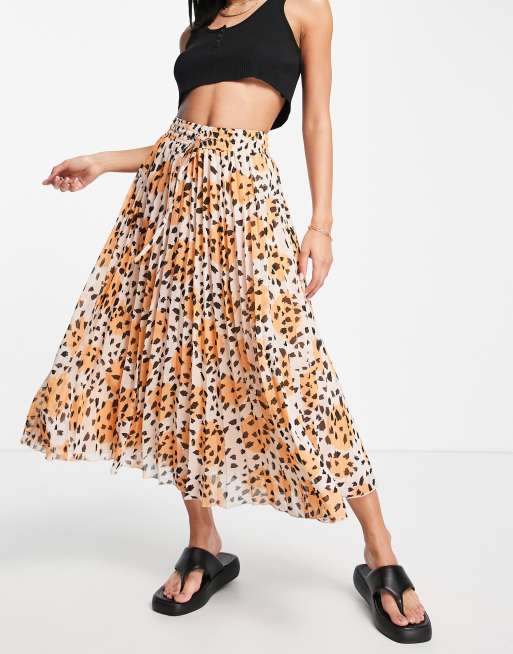 Asos animal print 2025 pleated midi skirt