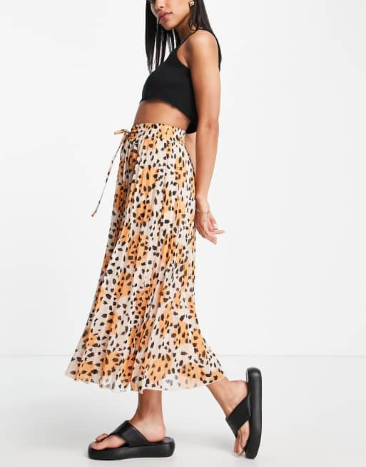 Asos animal print pleated midi clearance skirt