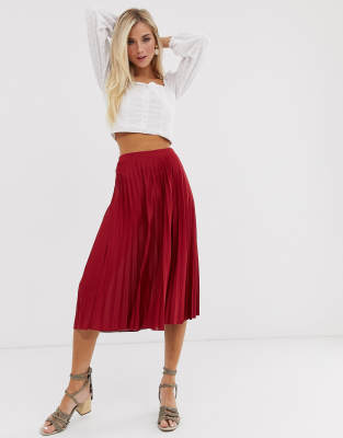 asos design pleated midi skirt