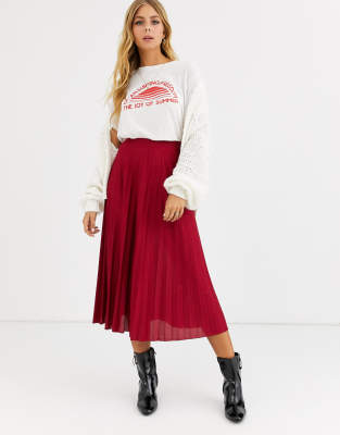 asos design pleated midi skirt