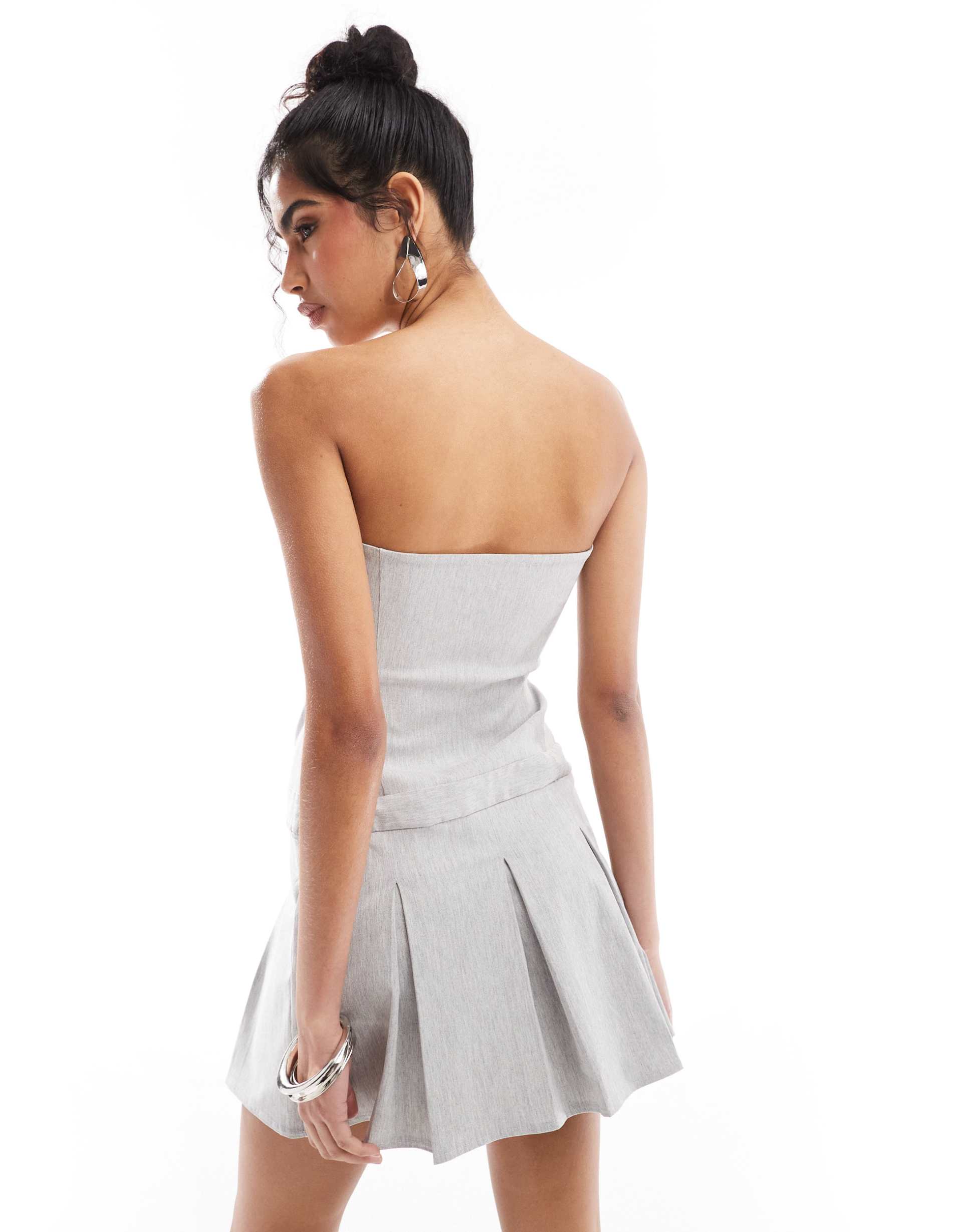 asos design pleated mini bandeau in gray heather