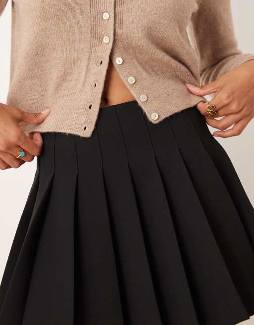 ASOS DESIGN pleated mini skirt in black