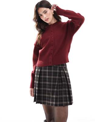 pleated mini skirt in check-Multi