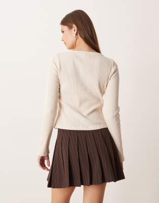 Asos Design Pleated Mini Skirt In Neutral
