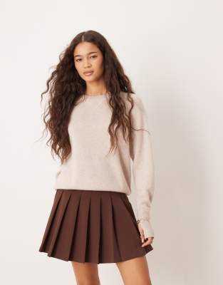 Asos Design Pleated Mini Skirt In White