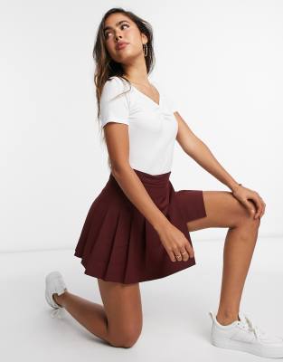 red pleated skirt asos