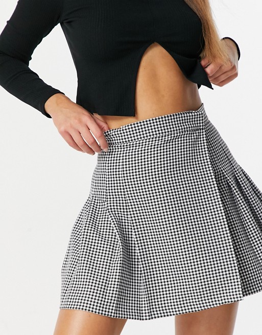 ASOS DESIGN pleated mini skirt in gingham