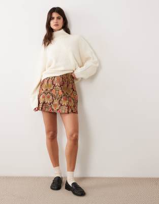 Asos Design Pleated Mini Skirt In Multi