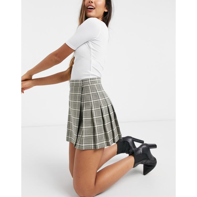 ASOS DESIGN pleated mini skirt in light based check