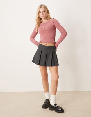 ASOS DESIGN pleated mini skirt in micro check-Multi