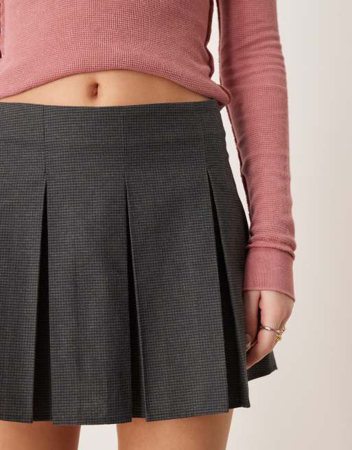 ASOS DESIGN pleated mini skirt in micro check, 3 of 5