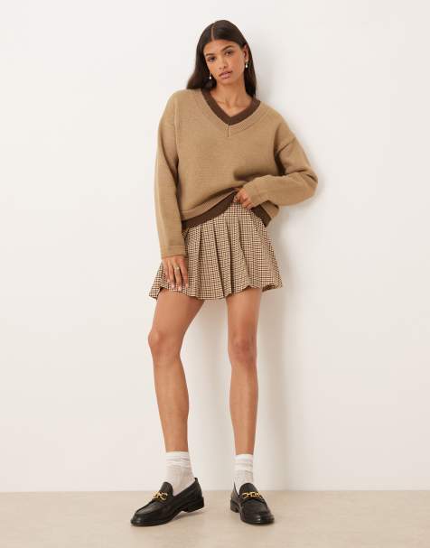 ASOS DESIGN pleated mini skirt in micro plaid - view 1
