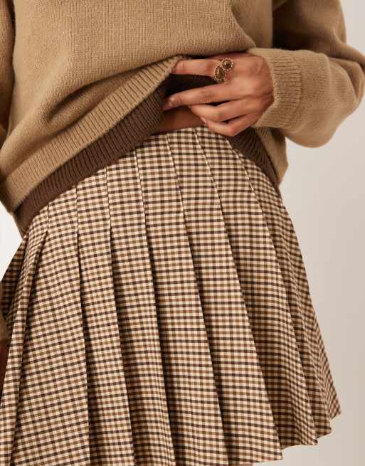 ASOS DESIGN pleated mini skirt in micro plaid