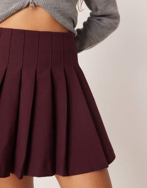 ASOS DESIGN pleated mini skirt in plum