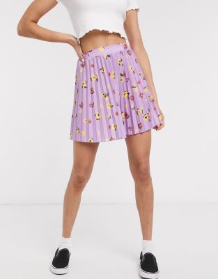 purple floral mini skirt