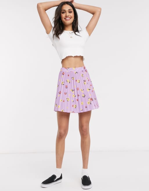 ASOS DESIGN pleated mini skirt in purple floral print