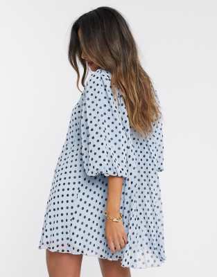 white polka dot smock dress