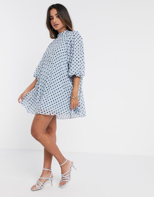 Blue polka dot dress hot sale asos