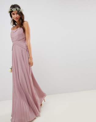 asos pink pleated dress