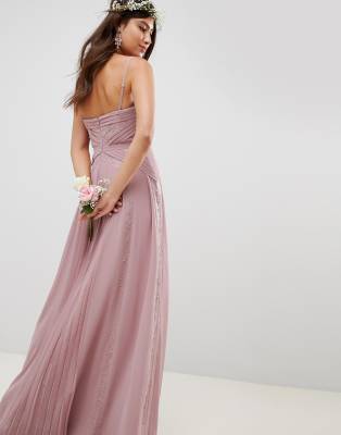 asos design pleated panelled flutter sleeve maxi dress with lace inserts