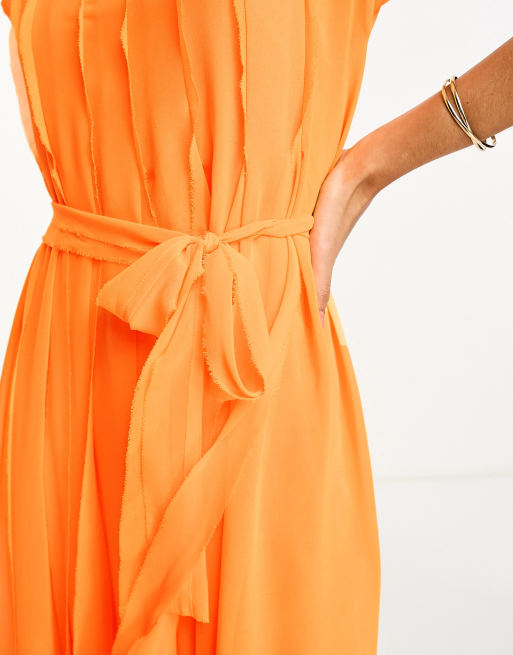 F&f orange pleated dress hotsell