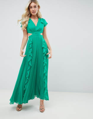 green ruffle maxi dress
