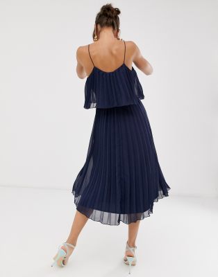 asos design pleated crop top midi dress