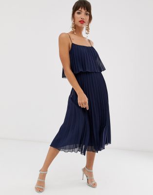 pleated crop top midi dress