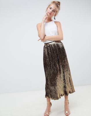 Asos design pleated 2025 sequin midi skirt