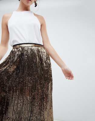 Asos pleated sequin midi skirt hotsell