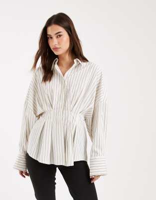 Asos Design Pleated Shirt In Multi