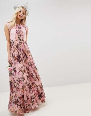 pink flower maxi dress