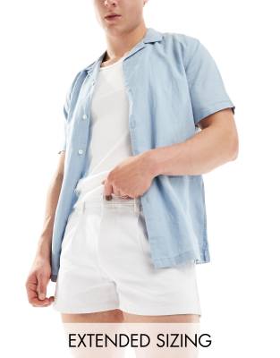 ASOS DESIGN pleated shorter length denim shorts in white