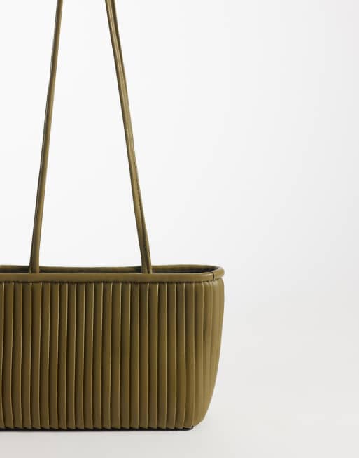 ASOS DESIGN pleated shoulder bag in green, 4 of 4