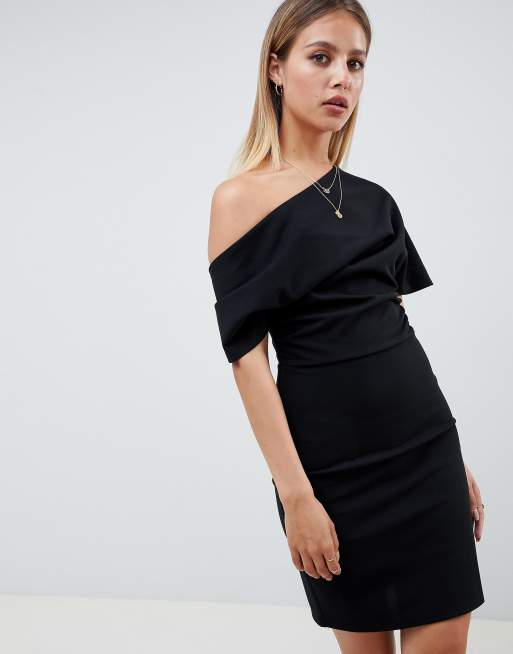 Asos design pleated store shoulder pencil dress