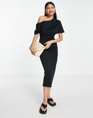 Asos pleated shoulder pencil dress hotsell