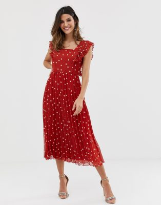 asos red polka dot dress