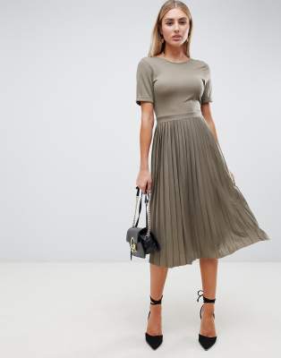 asos pleated dress midi