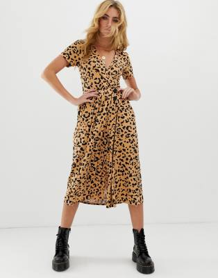 leopard print button up dress