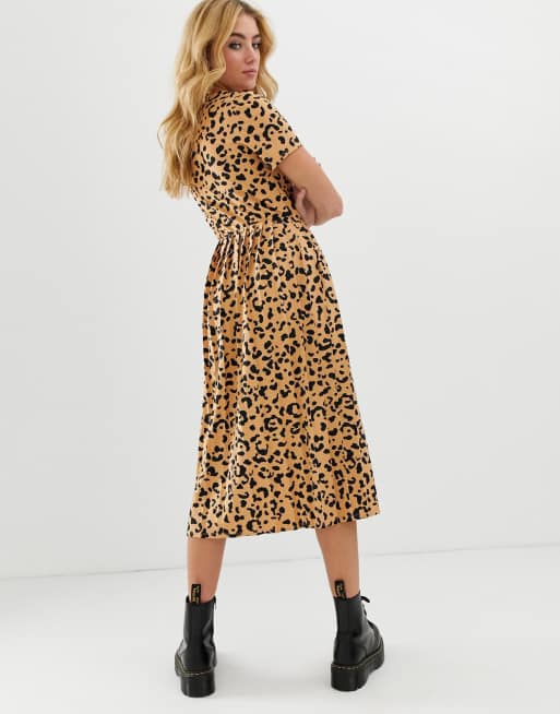 Asos animal cheap print midi dress