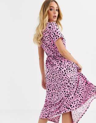 asos pink leopard dress