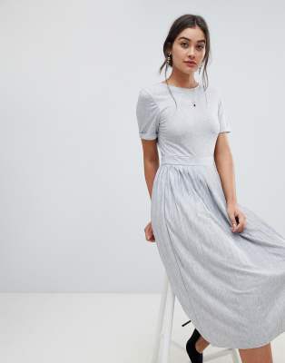 asos design pleated skirt midi dress