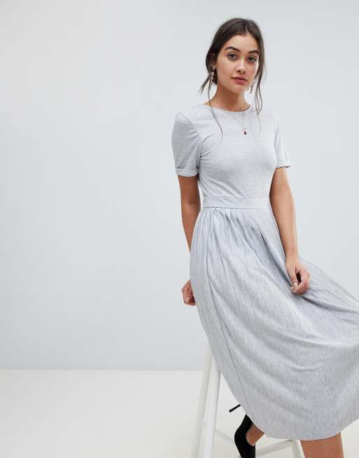 Asos grey pleated clearance dress