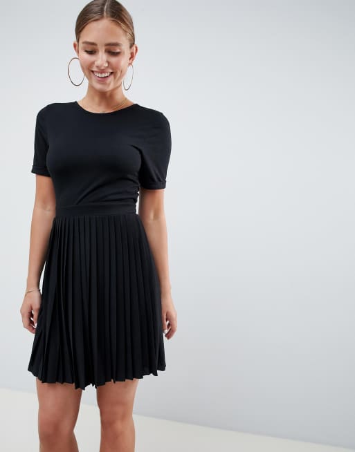 ASOS DESIGN pleated skirt mini dress