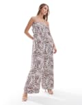 [ASOS DESIGN] ASOS DESIGN pleated square neck wide leg jumpsuit in zebra print-Multi 8 Zebra print